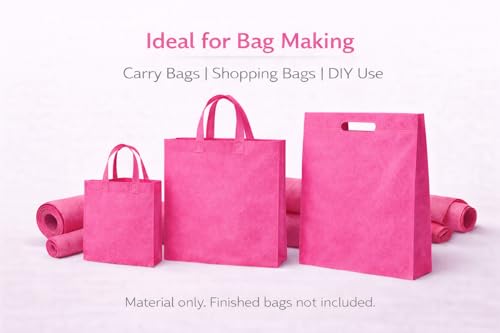 Image of Non-Woven Fabric 90 GSM | 63 Inch (160 cm) Width | 5 Meter Length | Multipurpose Fabric for Bag Making, Lining, Craft & Home Utility | Durable, Easy to Clean & Reusable | Pink