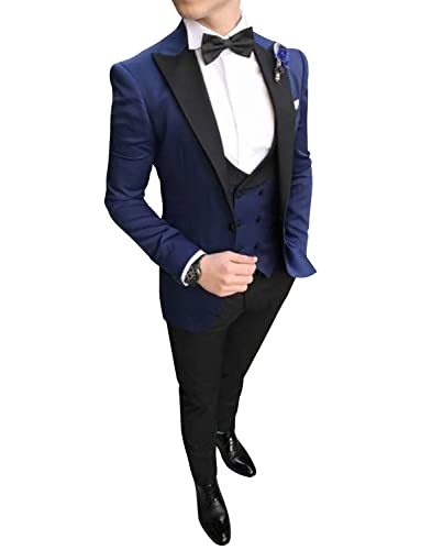 Costume trois pièces homme ajustable gilet double boutonnage sans plis