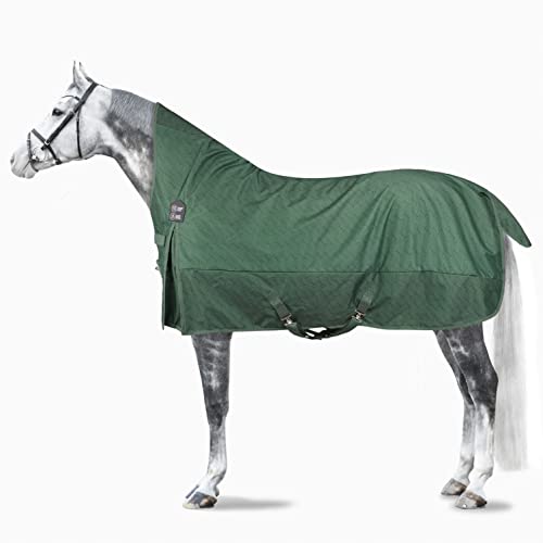 HORZE Avalanche 1200D Lightweight Turnout Blanket with Fleece Lining | Waterproof Horse Rain Sheet - Mountain View Green - 72 in