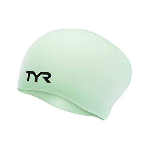 TYR Long Hair Wrinkle-Free Silicone Swim Cap, Mint