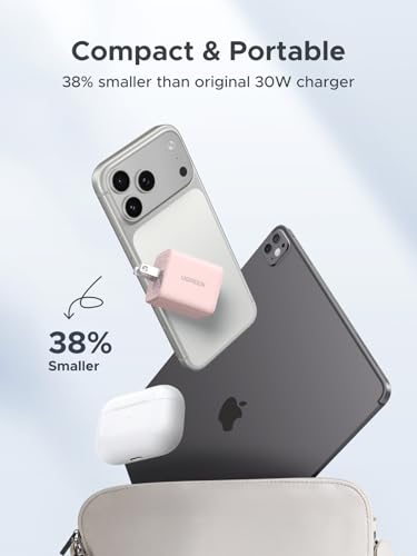 Image of UGREEN 3-Port 30W USB C Charger Block, GaN II Type C Fast Charging, Pink | 2 USB-C & 1 USB-A, Compact Size, Multiple Protection, for iPhone 17 /16 /15, Galaxy S26 /S25, iPad, MacBook Neo /Air