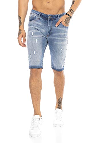 Vaqueros | Pantalones | Jeans Cortos para Hombres Denim Básico Casual Shorts Verano Azul Claro W30