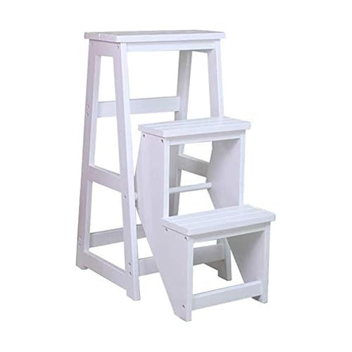 Silla plegable de madera tipo escalera y taburete versátil para hogar