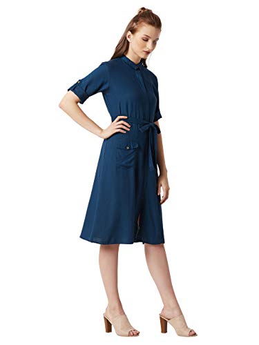 Image of Miss Chase Women's Olive Green Midi Shirt Dress