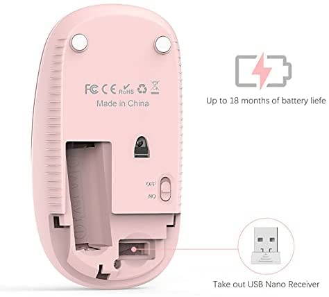 Image of VssoPlor Wireless Mouse, 2.4G Slim Portable Computer Mice with Nano Receiver Quiet Silent Optical Laptop Mouse for Notebook, PC, Laptop, Computer-Pink to Purple