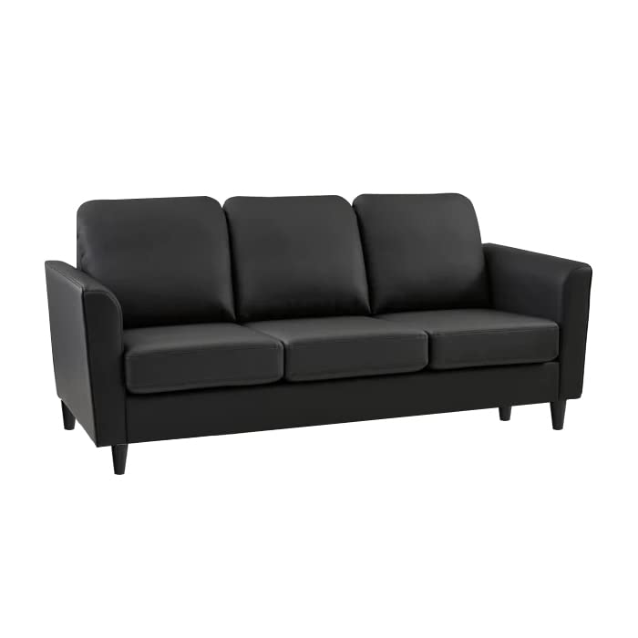 Image of Jerry 3 Seater Leatherette Sofa Set for Living Room Black |Leather Sofa 3 Seater | Three Person Sofas Couch for Office Festival Gift