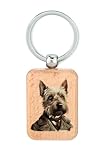lauthings portachiavi in legno con ritratto di scottish terrier gentleman noble pet art, targhetta per cani, accessorio portachiavi