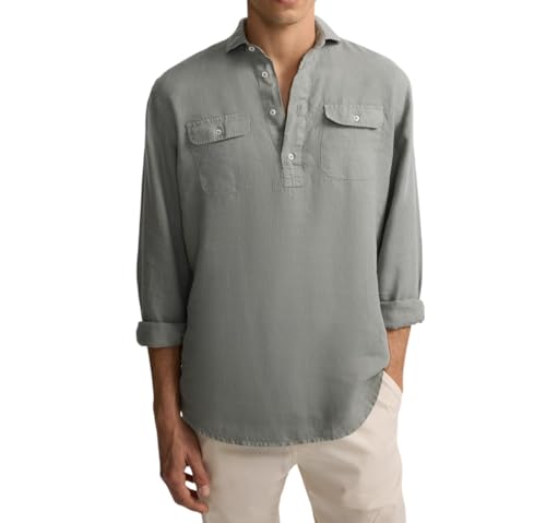 SILBON Polera Sport Bolsillos Verde Manga Larga para Hombre Talla L