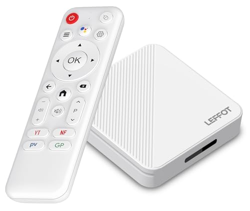 LEFFOT Android 14.0 TV Box 2025, 2GB de RAM + 16GB de ROM, 4K Ultra HD TVBox Android TV, 4K@60Hz Resolución, Soporte de Control de Voz, WiFi 6, BT 5.4, HDR10, 100M Ethernet, RK3518 Quad-Core A53 CPU