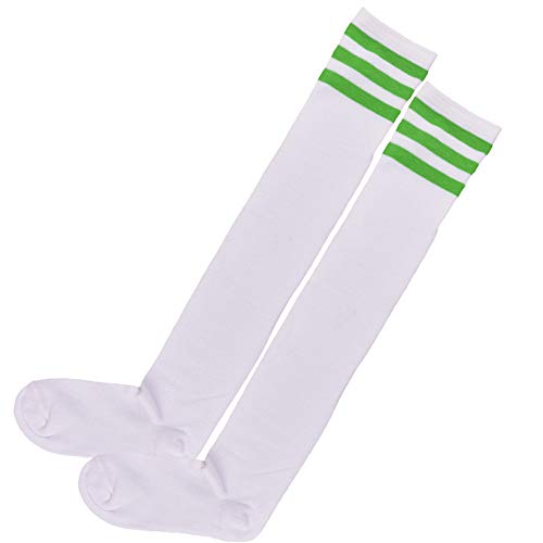 Preisvergleich Produktbild RdChicLog Mädchen Überknie Strümpfe Overknee Cheerleader College Kniestrümpfe 3 Streifen Lange Socken Sportsocken (Grün Streifen Weiß A)