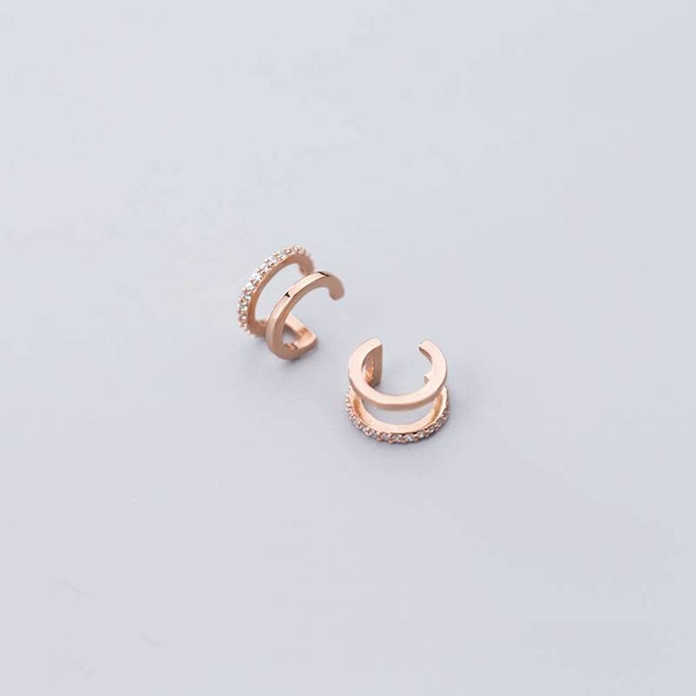 S925 Clip per Orecchie a Forma di C in Stile Piccolo e Semplice con Diamanti, Orecchini Senza Foro per Donna, 925