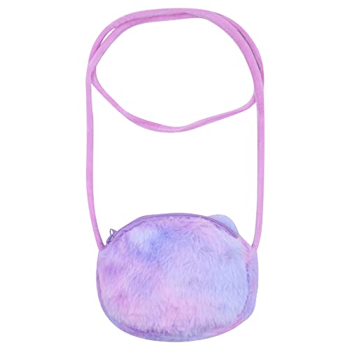 Image of Girls Fluffy Crossbody Purse Fuzzy Cat Crossbody Bag Cute Animal Tie Dye Purse Plush Shoulder Bag Coin Purse Wallet