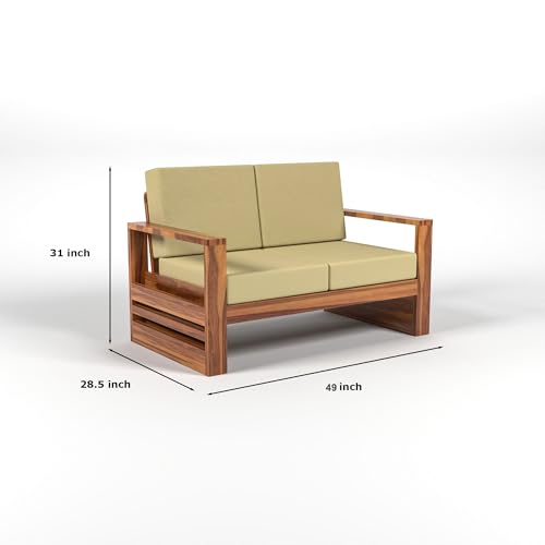 Image of Solid Sheesham Wood 5 Seater Sofa Set (3+2) - Elegant Wooden Sofa Set for Your Stylish Living Room & Home (Design 14)