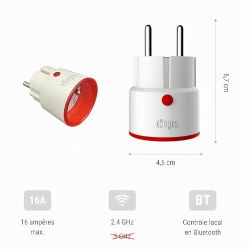 Prise connectée Konyks Priska Max 3 FR- WiFi + BT, Fonctions avancées V3, 16A, Compteur de consommation, Compatible Alexa et Google Home & Tuya - – vue 7