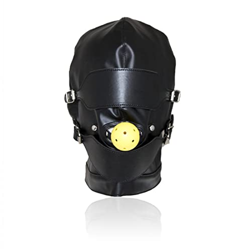Imeish Lacing Masks Hollow Out Mouth Masks Soft Leather Head Hood Blindfold Cosplay Hood Masks #TOP16