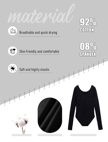 MdnMd Girls' Classic Long Sleeve Leotard for Ballet Dance Gymnastics