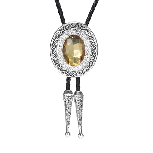 Image of Western Bolo Tie Cowboy Bolo Ties Rhinestone Necklace Bola Tie for Men Women