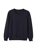 PE2020 Cyrillus Jungen-Pullover, V-Ausschnitt 140 Marine