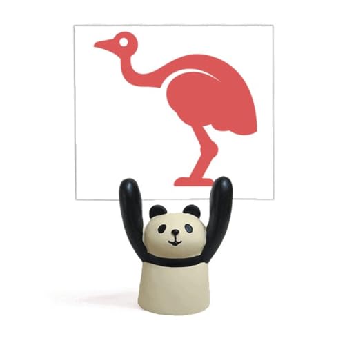 Memo holder autruche et panda rétro rouge en résine pour décoration de bureau