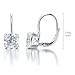 BERRICLE Sterling Silver Solitaire Leverback Drop Dangle Earrings for Women 4 Carat Cushion Cut Cubic Zirconia CZ
