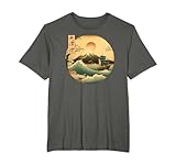 Fuji Kanji Japón Antiguo Barco y montaña japonés Arte Camiseta