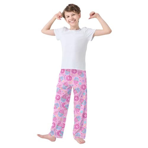 ZZXXB Cupcake Donut Boys Long Pants Soft Trousers Elastic Waist Kids Lounge Bottoms with Pockets S-XL2