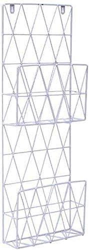 Indian Decor. 21356 Sleek 2 Compartment Wall Magazine Rack Mounted Metal Mail Newspaper Holder and Bathroom, Kitchen or Office Storage Organizer (White)