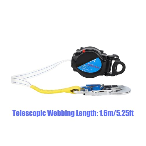 Image of Self Retracting Lifeline, 1.6M Telescopic Fall Protection Roofing Safety Heavy Duty Snap Hook Harness Anti Quick Action Braking System Restraint Device Retractable Lanyard Outdoor Work Equipment