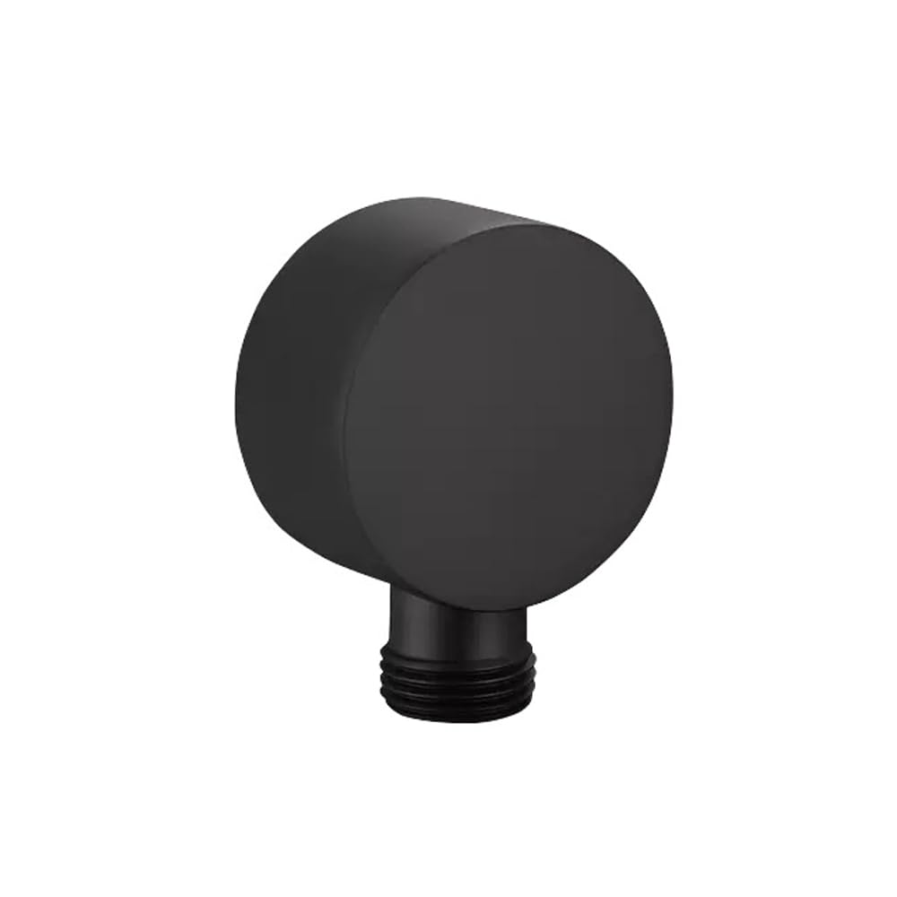 Black Wall Outlet Elbow, G1/2 Inch Handheld Shower Hose Connector Round Union Water Outlet Hand Shower Fitting for Home Hotel Bathroom