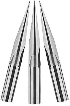 HUHAO CNC Router Bit 4mm Shank Carbide 40 Degree Woodworking 0.1mm Tip Engraving V Groove Bit 3PCS