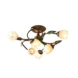 [Caractéristiques] La structure simple de la lampe SXSHEYS en forme de fleur est composée de fer forgé et d'un abat-jour en verre. Son design de branches torsadées met en valeur les feuilles sculptées et l'abat-jour en forme de fleur.