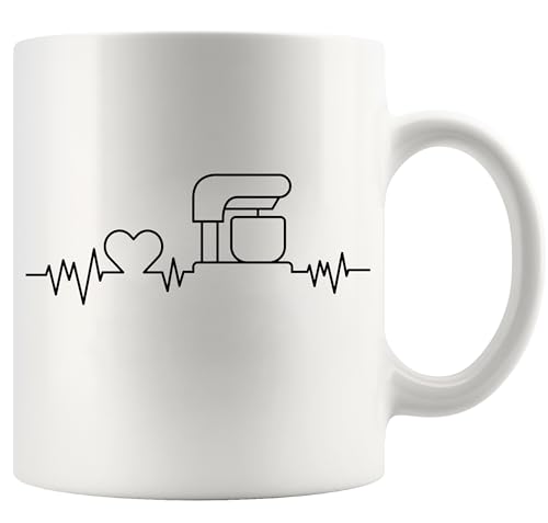 Baking Heartbeat Baker Gifts Pastry Chef Baker Mom Dad Wife Husband Sister Brother Boyfriend Girlfriend Baking Culinary Students Ceramic Mug 11 oz White