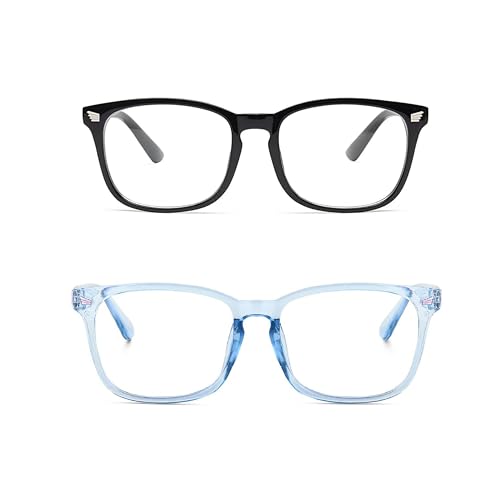 Image of Blue Light Blocking Computer Glasses for Men & Women, Square TR90 Lightweight Eyeglasses Frame, Anti Eye Strain UV Protection, Clear Lens for Gaming Office Reading