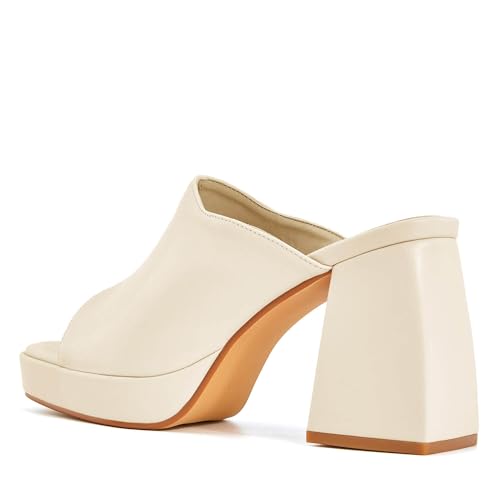 Image of Coutgo Womens Chunky Platform Sandals Slip On Square Toe High Heel Sexy Mules
