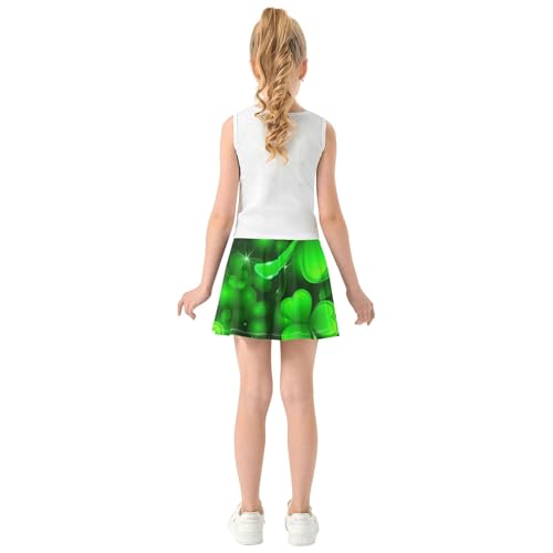 Glowing Green Shamrocks Clovers Highlights Athletic Shorts Girls Toddler Tennis Skirts Toddler Butterfly Skirt 3t4