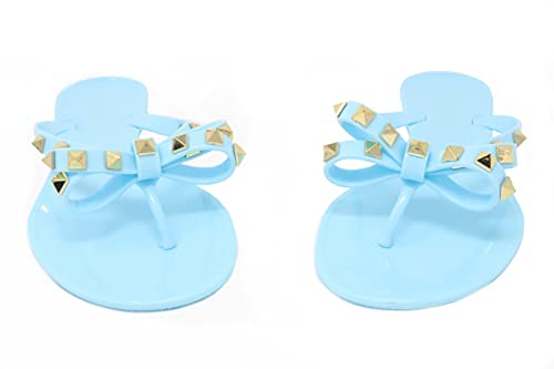 Image of TOP Moda Womens Studded Jelly Flip Flops Sandals with Bow