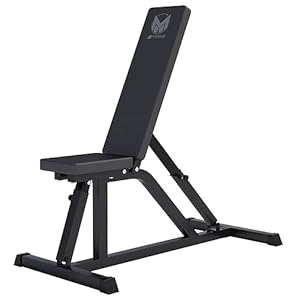 Banc de Musculation – Inclinable, Réglable en 8 Positions, 120 x 53,5 x 115, Max. Charge 200 kg, Noir – Banc d’Haltérophilie, Multifonction, Entrainement Complet, Abdominaux, Fitness, Gym