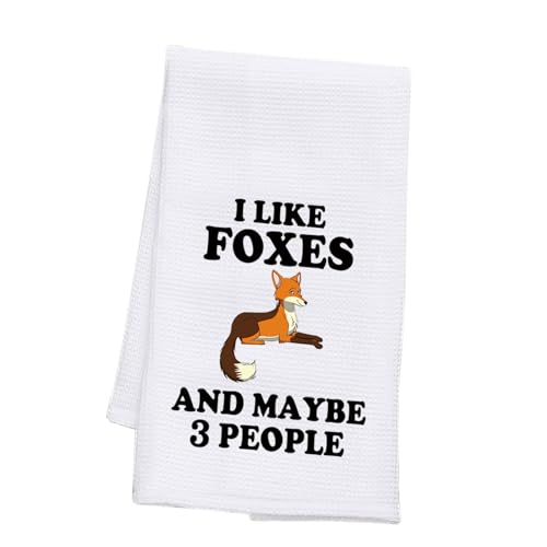 Image of PLITI Fox Kitchen Towel Fox Lover Gift Crazy Fox Lady Gift Fox Owner Gift I Like Foxes And Maybe 3 People Animal Lover Gift (I Like Foxes TWU)
