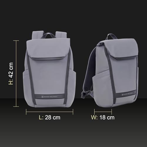 Image of SWISS MILITARY Black & Gold Collection Gazebo Laptop Backpack, PU Coated Water-Resistant Material,15.6 inch Laptop, 180 Openable Compartment & Quick Access & Anti-Theft Pocket with Trolley Strap, (21L)