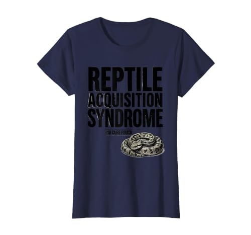 Reptile Acquisition Syndrome No Cure Found Funny Snake Lover T-Shirt, Women, Navy Blue, Large