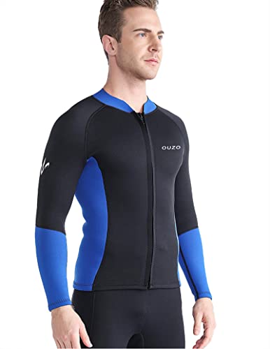 Camiseta de neopreno para hombre 1.5MM con cierre frontal y mangas largas para buceo, surf, natación y snorkel miniatura 2