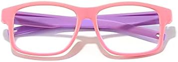 CNLO Kids Blue Light Glasses Girls & Boys Age 3-12，Computer Gaming Fake Eyeglasses Anti Eyestrain， Soft Silicone Material. (Pink Purple)