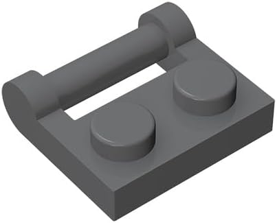 Classic Building - Placa a granel de 1 x 2 con mango de barra en el lateral, 100 placas de construcción gris oscuro de 1 x 2 con mango de barra en