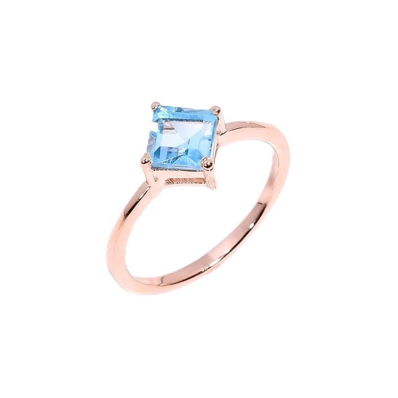 Bague topaze bleue suisse en argent 925 carré R-134-24-P pour homme et femme