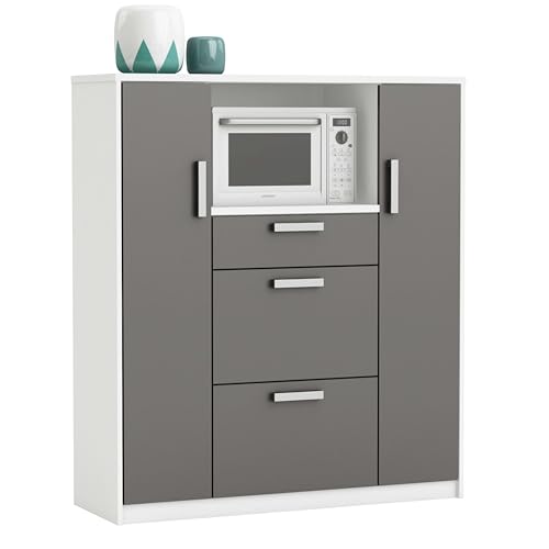 Demeyere 168540 Flavor Loge Tout 2 Portes /2 Casseroliers /1 Tiroir /1 Niche Coloris Gris Graphite et Blanc Perle en Panneaux de Particules 15 et 22 mm....