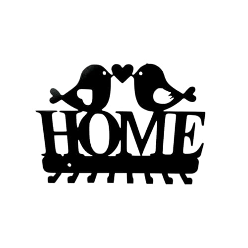 Image of Meet DECOR Metal Olive Tree Design Key Holder with 8 Hooks | Decorative Wall Mounted Key Rack with Love Birds & inchHome inch Design | Ideal Home Decor & Gift for Housewarming (26 x 16 cm)