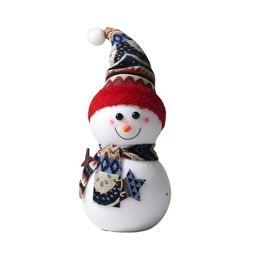 Image of Crackles Snowman Decoration 26CM with Scarf & Hat | Cute Christmas Snowman Figurine for Table, Home & Xmas Tree Decor | Festive Ornament for Party & Gifts