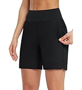 BALEAF Women's 7" Long Shorts Athletic Running Shorts with Zipper Pockets Unlined Quick Dry