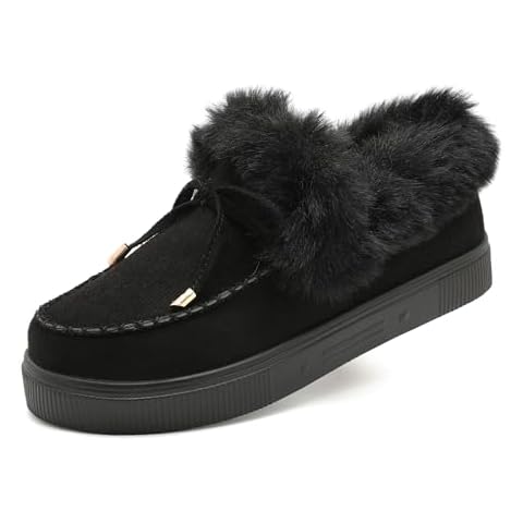 DAFENGEA Women's Cozy Slip-On Winter Snow Shoes - Warm & Fashionable Footwear for Cold Weather with Non-Slip Sole & Faux Fur Lining,AMDF-XZ-963-Black-EU39-US7 Cover