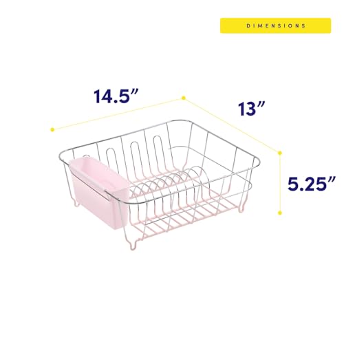 image for Sweet Home Collection Dish Drying Rack & Cutlery Holder 2 Piece Set - 